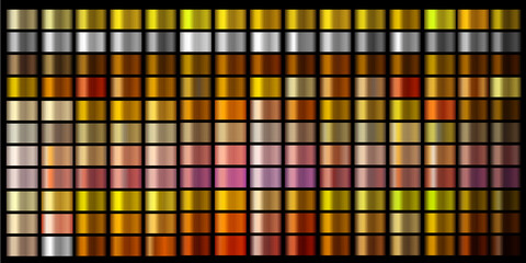 Wall Mural - vector gradients collection. gold, golden, gold rose, silver, bronze, copper, chrome colors gradient