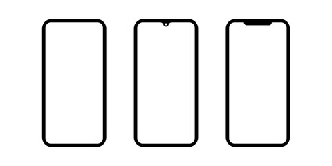 Wall Mural - mobile phone mockup vector illustration. cellphone, smartphone isolated on white background. simple 