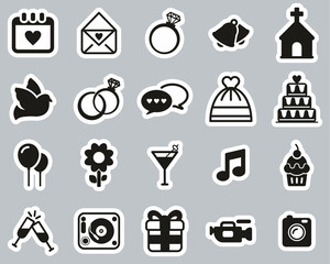 Sticker - Wedding Icons Black & White Sticker Set Big