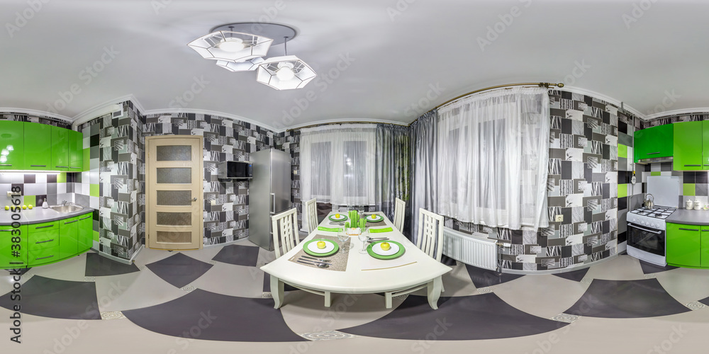 Equirectangular Kitchen full seamless spherical hdri panorama 360 degrees angle view in ...