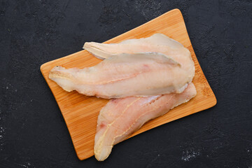 Wall Mural - Top view of raw fresh haddock fillet