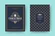 © provectors - Christmas greeting card vintage typographic design ornate decoration symbols