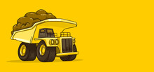 Isolated Mining Truck Loaded Cartoon Vector Illustration