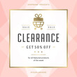 Sale banner template design with gold frame and clearance message vector illustration.