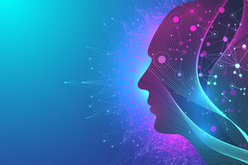 Wall Mural - futuristic artificial intelligence and machine learning concept. human big data visualization. wave 