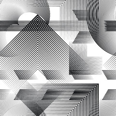 Seamless pattern with speed lines.Triangles
 unusual poster Design .Black Vector stripes .Geometric shape. Endless texture . futuristic template. Geometrical modern background with striped shapes