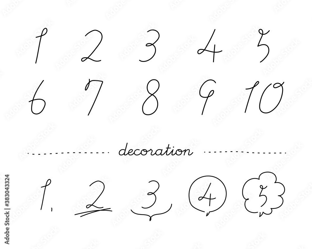 手書きのおしゃれな数字のイラストのセット おしゃれ 番号 数 フォント カリグラフィー 筆記体 Wall Mural Yugoro 手書きのおしゃれな数字のイラストのセット おしゃれ 番号 数 フォント カリグラフィー 筆記体 Wall Mural Yugoro