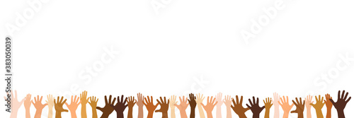 Fotografía Panorama Banner mit ausgestreckten Händen als Team