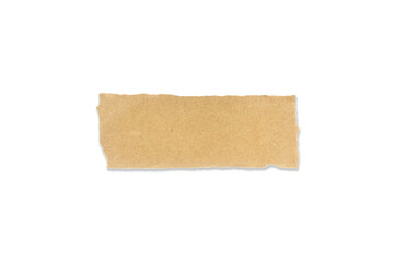 Recycled paper craft stick on a white background. Brown paper torn or ripped pieces of paper isolated on white background with clipping path.