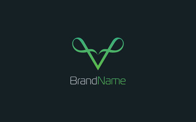 Letter V logo formed with simple and modern shape in green Color