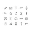 Simple set of icons related to measuring tools, work and school