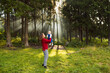 © shapovalphoto - Mother walk with baby in summer forest, beautiful light