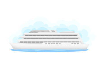 Wall Mural - Cruise Ship as Water Transport for Vacationing Vector Illustration