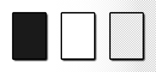 Wall Mural - tablet mockup. tablet with black, white and transparent screen. template mockup tablet in realistic 