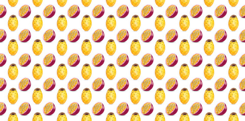 Poster - Pattern of fresh fruits isolated on creative colored texture