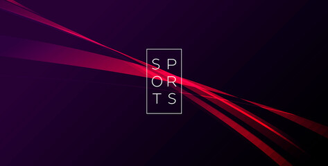Wall Mural - abstract dynamic graphic element of red stripes forming lens glow shape with typography sports