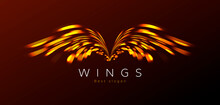Golden Wings Made Of Sparkling Lights, Blurred Flares, Logo Identity, Digital Design Element