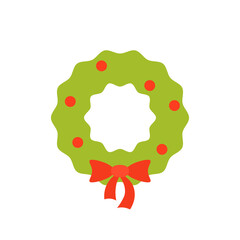 Wall Mural - simple christmas wreath flat icon. clipart image isolated on white background.