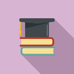 Poster - Library graduated hat icon. Flat illustration of library graduated hat vector icon for web design