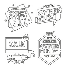Wall Mural - cyber monday set icons design, sale ecommerce shopping online theme vector illustration