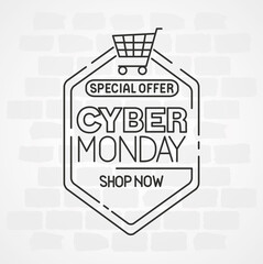 Wall Mural - cyber monday with cart design, sale ecommerce shopping online theme vector illustration