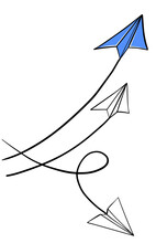 Winning Competition. Paper Airplane Sketch Vector Illustration Doodle