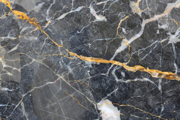 Wall Mural - Gold and white patterned natural of dark gray marble (Russia Gold) texture for product design.