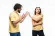 © F8  \ Suport Ukraine - Portrait of couple having a quarrel against white background