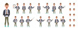 © Nipun Kundu - Cute businessman cartoon character set. Character set in different poses or gestures