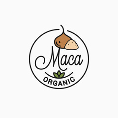 Sticker - Maca logo. Round linear logo of maca superfood