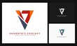 letter V, number 17 triangle geometric concept design logo