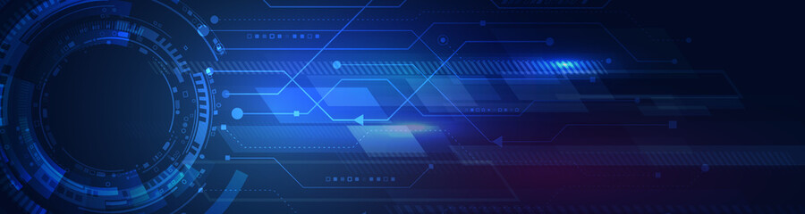 Hi-tech communication concept. Connection structure vector illustration. Abstract blue background with various technology elements.