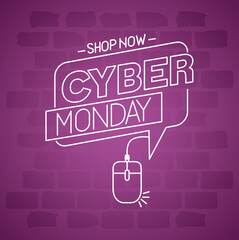 Poster - cyber monday neon in bubble design, sale ecommerce shopping online theme Vector illustration