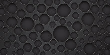 Abstract Background Made Of Big Holes In Different Sizes With Shiny Edges In Black Colors