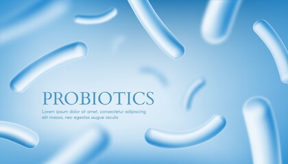 probiotics culture, intestinal microbiota health banner. human healthy intestinal microbiota, bifido