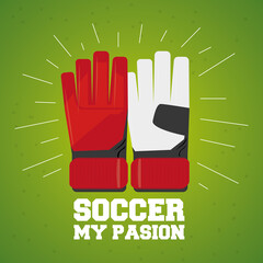 Wall Mural - Soccer goalkeeper gloves. Soccer uniform - Vector illustration