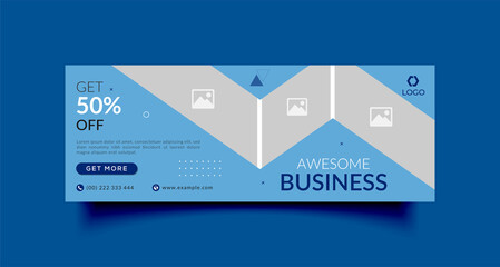 Wall Mural - business web ad banner and facebook cover page timeline template with photo place for advertising an