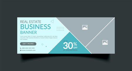 Wall Mural - business web ad banner and facebook cover page timeline template with photo place for advertising an
