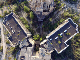 Wall Mural - Abandoned construction site of Hospital. (aerial drone image)Abandoned at 1991,during Ukrainian undependence crisis. Kiev Region,Ukraine