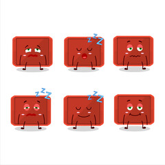 Wall Mural - Cartoon character of red plastic tray with sleepy expression