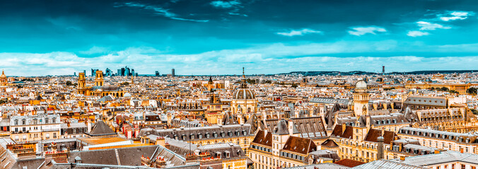 Wall Mural - Beautiful panoramic view of Paris from the roof of the Pantheon.
