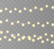 Christmas lights isolated on transparent background. Vector graphics