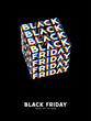 Black Friday Sale kinetic typography. Kinetix trendy Text Template. Modern poster, banner, brochure, flyer, cover. Black background white letters. Vector illustration