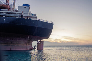 Gelendzhik, Kabardinka, Russia. Cargo ship 