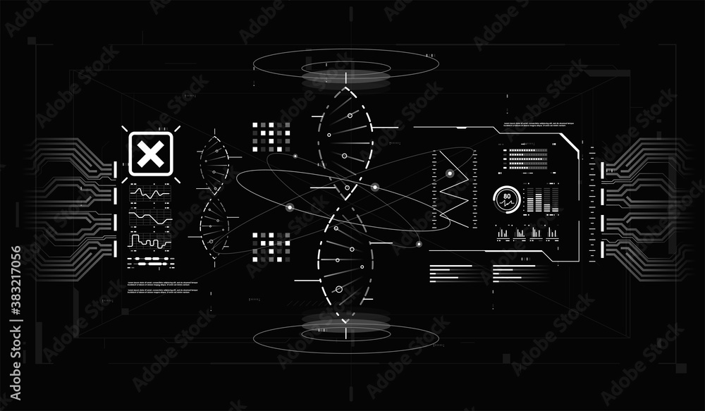 HUD infographic elements with DNA structure. Futuristic user interface ...