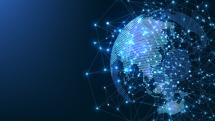 Aufkleber - Global network connection. World map point and line composition concept of global business. Internet technology. Social network. Vector Illustration