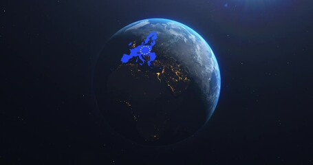 Wall Mural - planet earth from space european union map eu flag, 2020 political borders post brexit, 3d illustrat