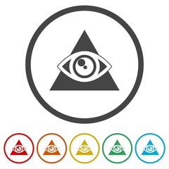 All Seeing eye ring icon, color set