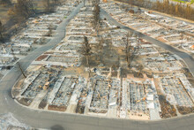 Aerial View Of Burned Down Houses From The 2020 Almeda Wildfire In Southern Oregon, USA