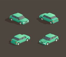Isometric Green Sedan